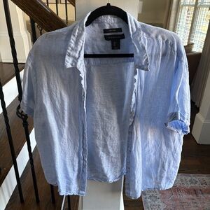Tahiti Light Blue Linen button down Shirt - Size Large